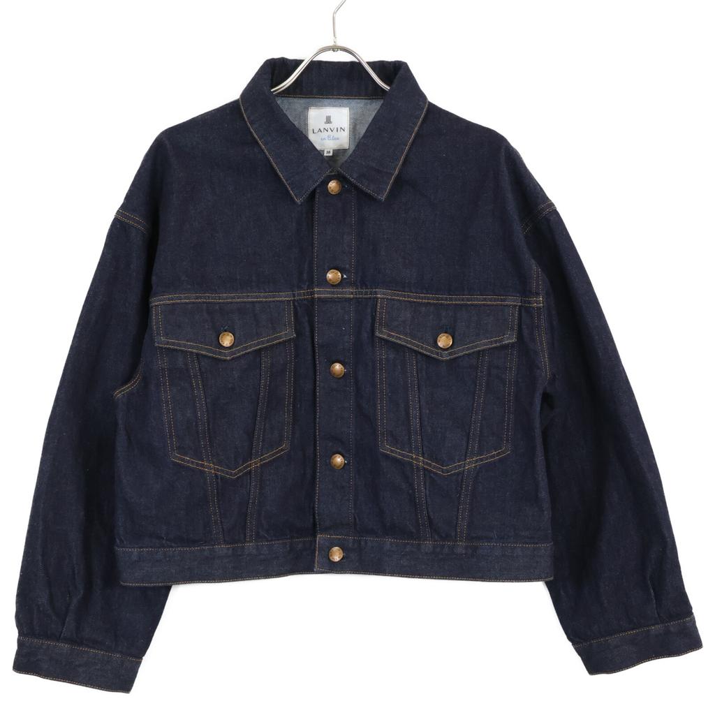 LANVIN en Bleu 3126206 Back Frill Denim Jacket Jacket 38 IndigoUsed
