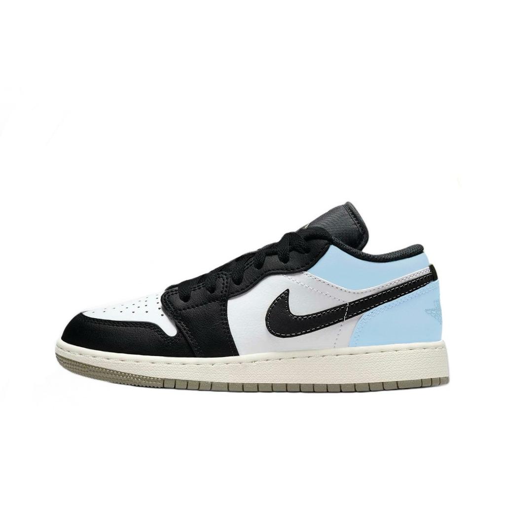 Jordan Air Jordan 1 Sea Salt Blue Leather Abrasion Resistant Low top Basketball Shoes Unisex Blue 553558-092(Team1119-)