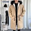 Men's British Style Hooded Mid-Length Trench Coat