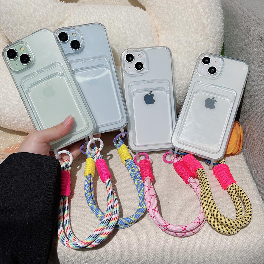 Lanyard Card Holder Phone Case For iPhone 16 Pro Max Funda iPhone 11 15 13 14 12 XR X Xs 7 8 Plus SE 6 15pro 13pro Silicon Cover