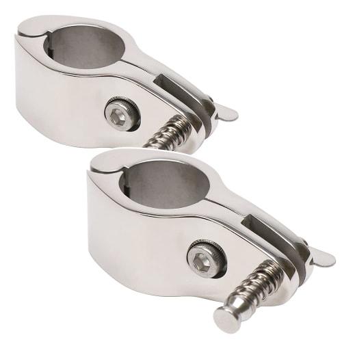 Set of 2 [SUS316 Stainless Steel] Boat Awning DIY Rust-Resistant Stainless Steel Pipe Joint Clamp with Locking Pin, Adjustable Angle, for 25mm Pipes,