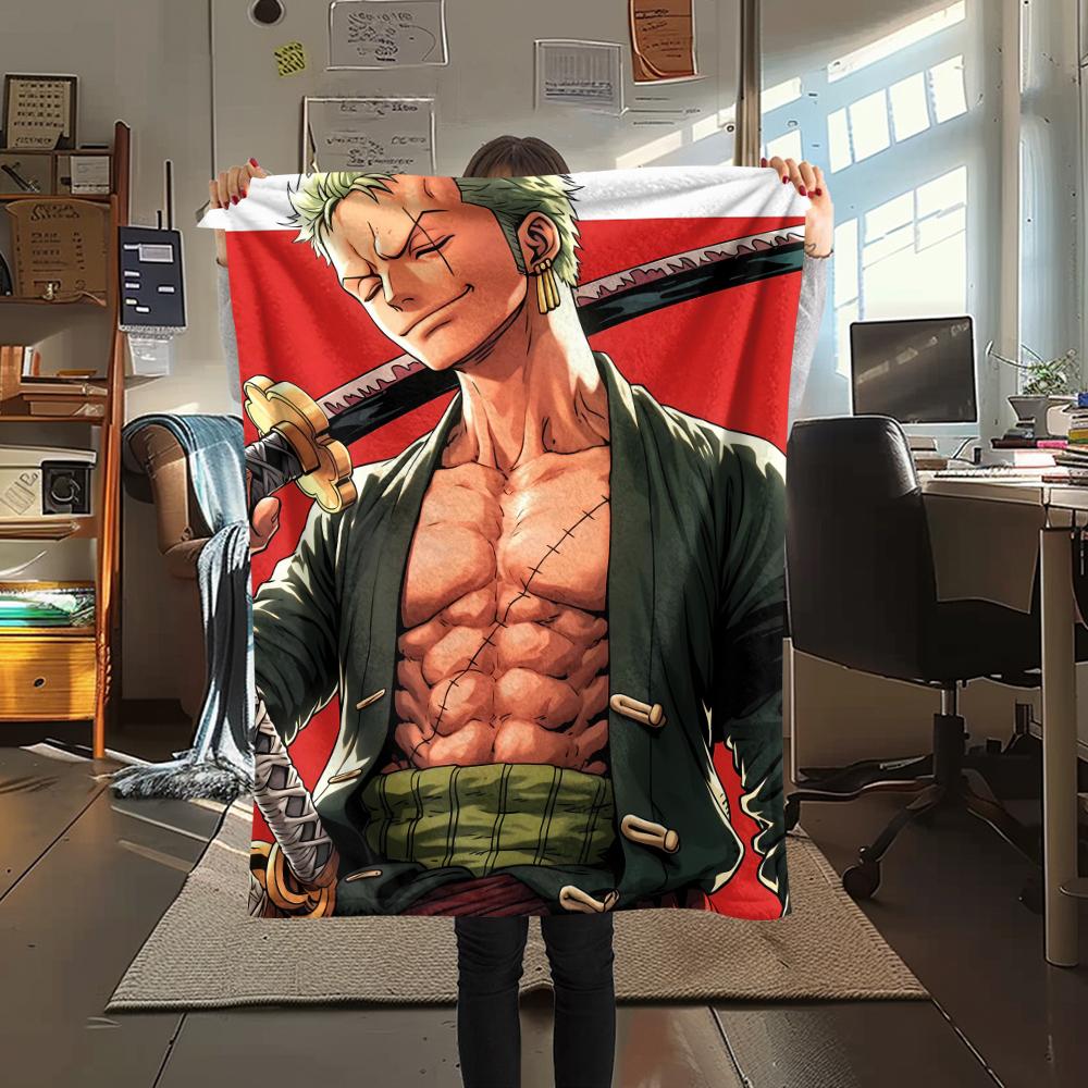 One Piece Charakter Print Flaneldecke, Hohe Qualität, Bequem für alle Jahreszeiten, Heimdekoration, Wärme und Komfort, Perfekt für Weihnachtsgeschenke