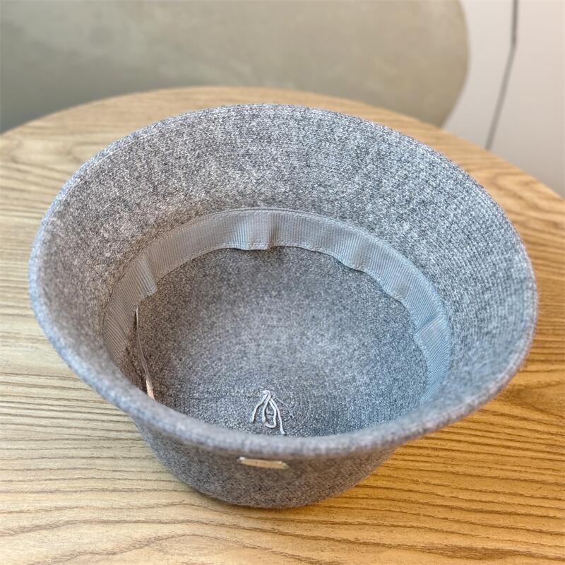 Bucket Hat Women's Autumn and Winter Retro Big Eaves Round Face Warm Face Cover Basin Hat Black