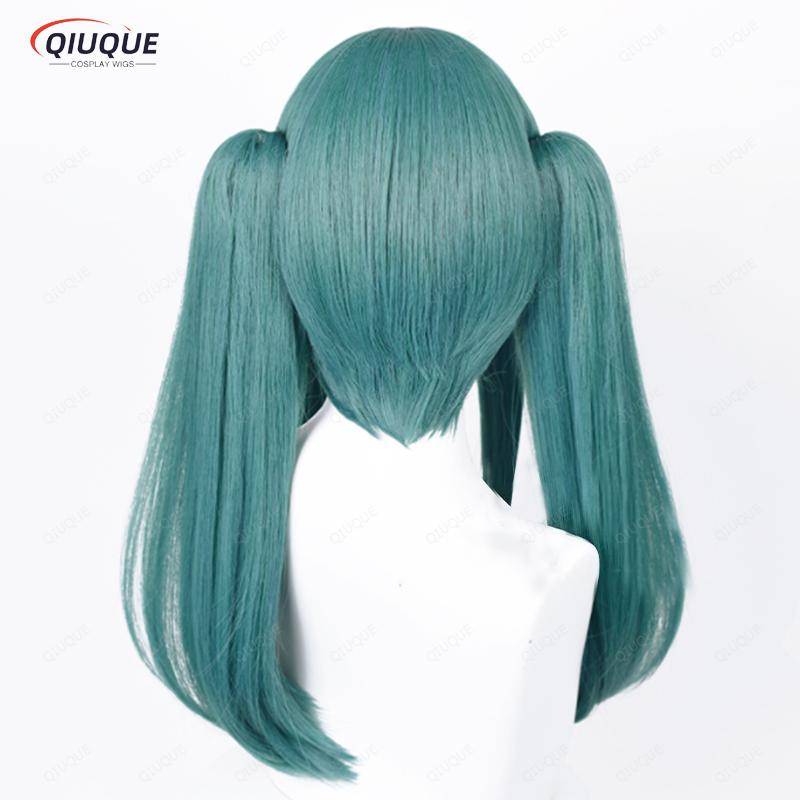 Anime Vampire Cosplay Wig Long Green Double Ponytails Heat Resistant Hair Party Wigs + Wig Cap