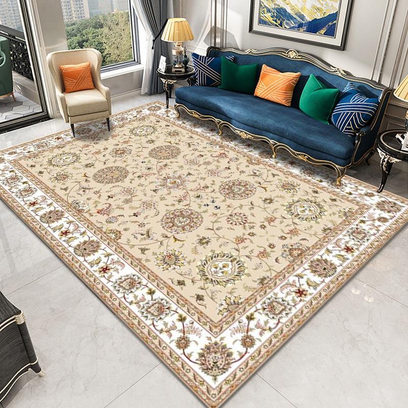 Retro Persian Large Carpet, Living Room Coffee Table Bedroom Floor Mat, European Turkish Ethnic Style Light Luxury Home Floor Mat