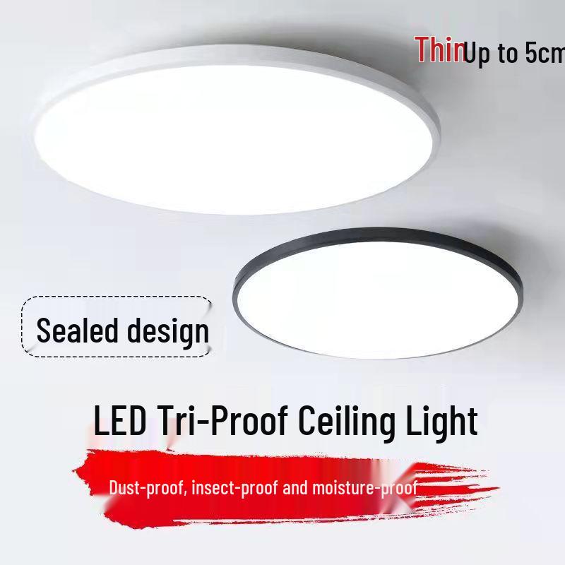 LED Ceiling Light: Simple Round Design for Bedroom, Balcony, Kitchen, Bathroom, with Moisture-Resistant Track Spotlight.