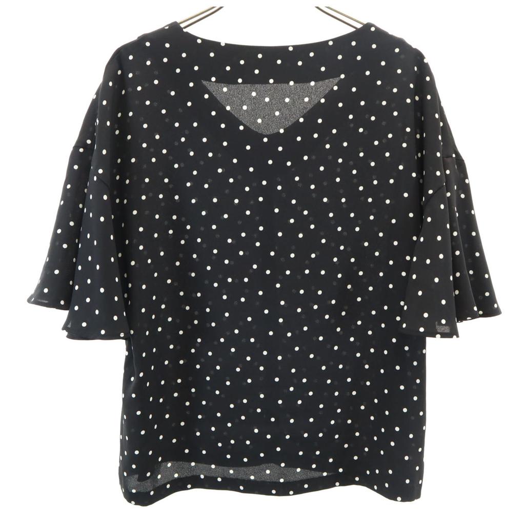 NARACAMICIE Made In Japan Dot Pattern French Sleeve V Neck Blouse 1 Black Women Used