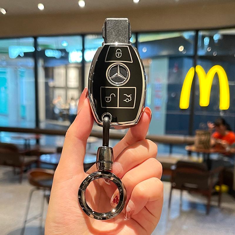 HGQ5   TPU Car Key Case Cover Protect Shell For Mercedes Benz C E S Class GLC ML EQA EQB EQE EQS W204 W212 W221 W206 W223 X254 Sticker