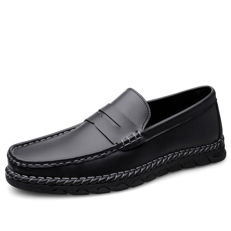 2025 Men s Large Size Casual Business Leather Shoes: Trendy, Versatile, Comfortable 39 чёрный