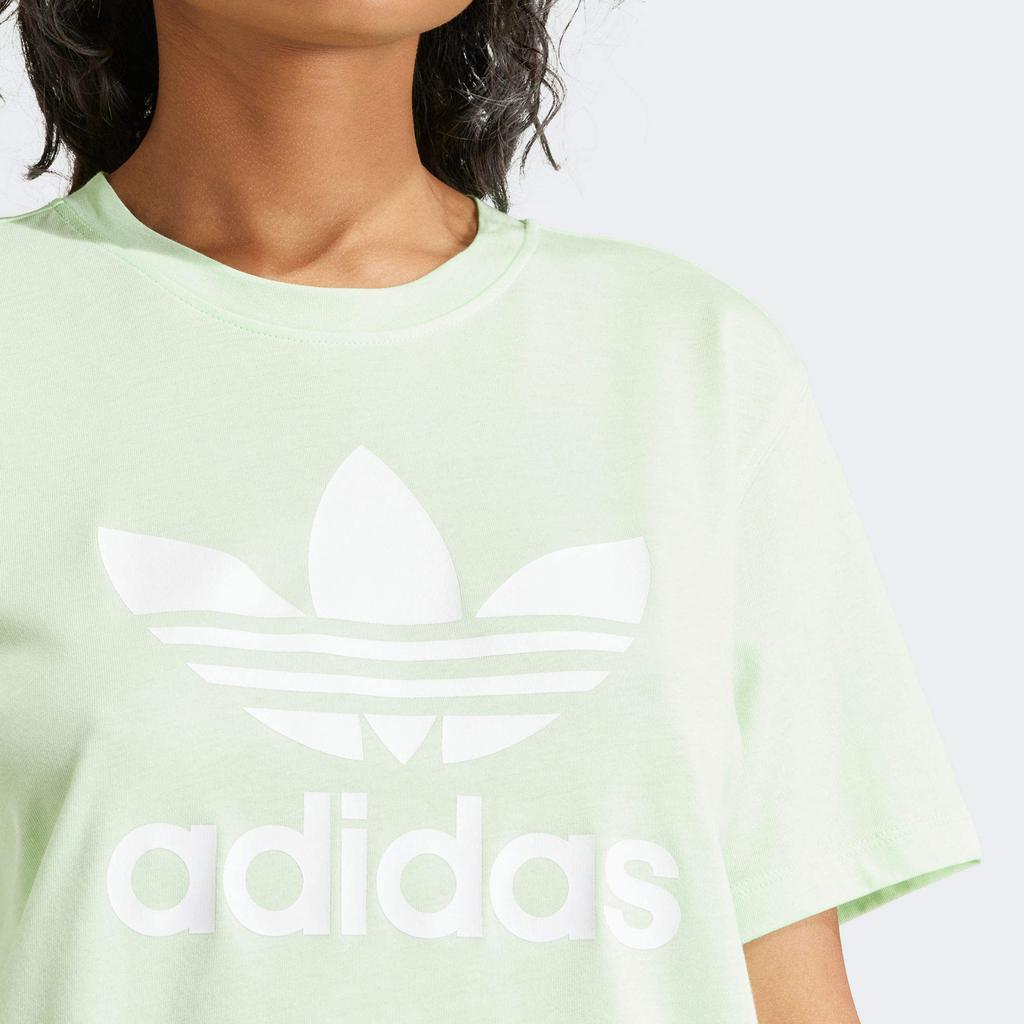 Adidas Originals Adicolor Letter Logo Print Round Neck Short Sleeve T-Shirt Women Tops Light-Green IN8436