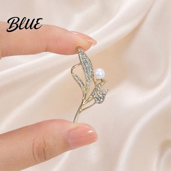 Durable Lapel Pin Ear of Wheat Faux Pearl Brooch Rhinestone