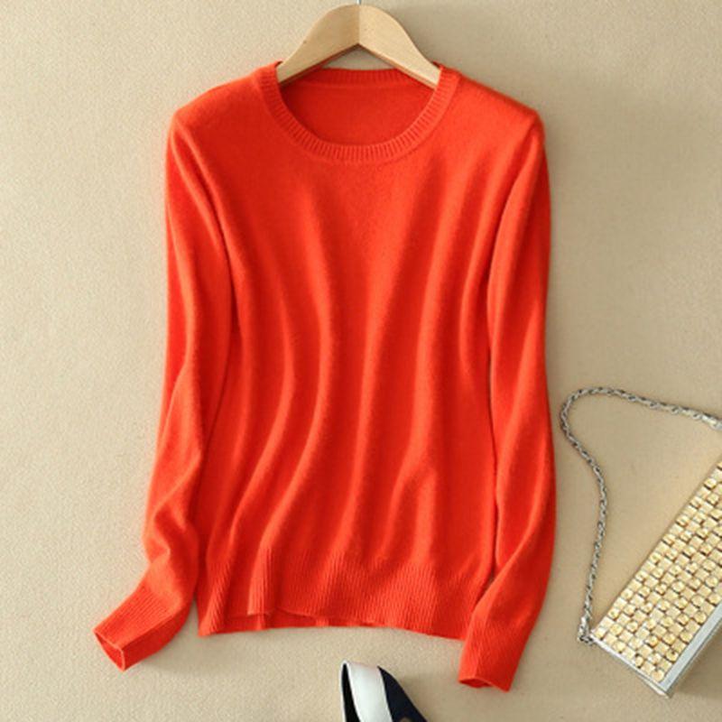Stylish Women's Cashmere Loose Pullover Crew Neck Knit Sweater For Cozy Winter Wear