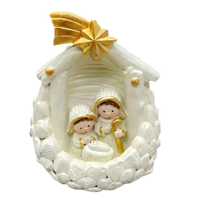 

Traditional Christmas Nativity Ornament Resin Manger Scene Holy Family Miniature Statue For Tabletop Decoration Gift 1
