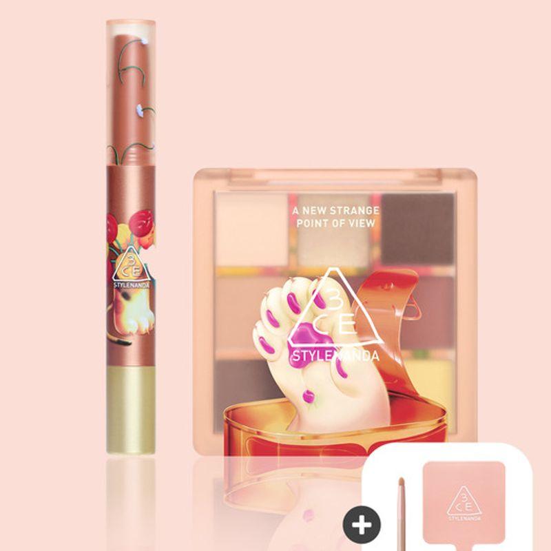 3ce [Scarf Edition] Shine Reflector + Multi Eye Color Palette (Free) Simple Mirror + Pink Point Brush