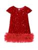 Girls' Sequin Princess Dress: 2025 Christmas Short-Sleeve Party Gown