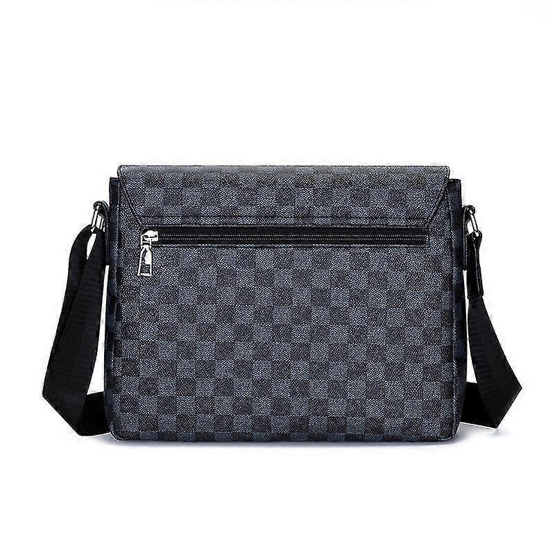 Herren Casual Karierte Umhängetasche, Leder Sportliche Messenger Bag