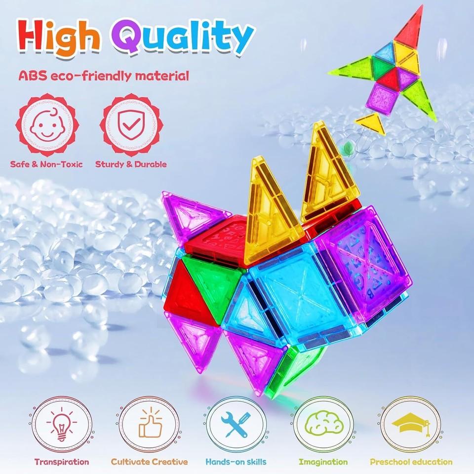 Magnetic Tiles 110 PCS Blocks 3D Building Blocks Construction Educational Toys