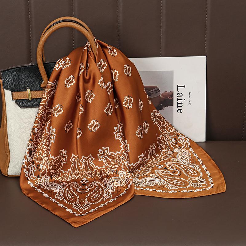 Fashion Print Silk Hairbands Scarf Women  Spring New Elagant Floral Bandana Neck Kerchief Head Bands Foulard Female Scarfs