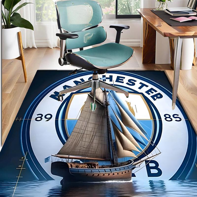 Manchester City FC Pattern Rug, Indoor/Outdoor Mat, for Picnic, Gameroom, Bedroom, Office, Living Room, Home Decor Carpet, Birthday Gift