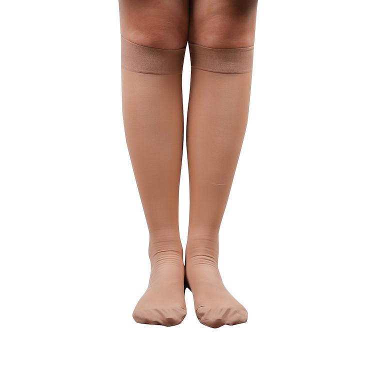 Women s Knee High Close Toe Nude Sheer Thin Compression Stockings 20-30mmHg Nylon Sheer Compression Socks for Women Circulation S телесный