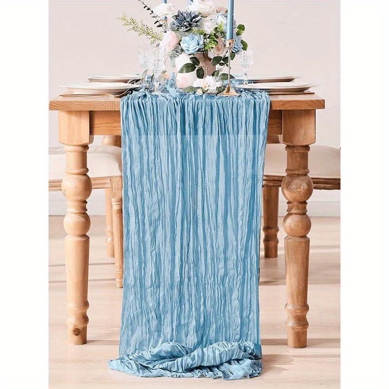 Light Blue Pleated Table Runner, Folding Tablecloth, Festive Birthday Decor Wedding Decor Holiday Home Decor Party Room Table Decoration
