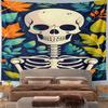 Autumn Skeleton with Colorful Leaves Pattern Wall Hanging Tapestry Decorative Tapestry Home Decor for Bedroom and Living Room