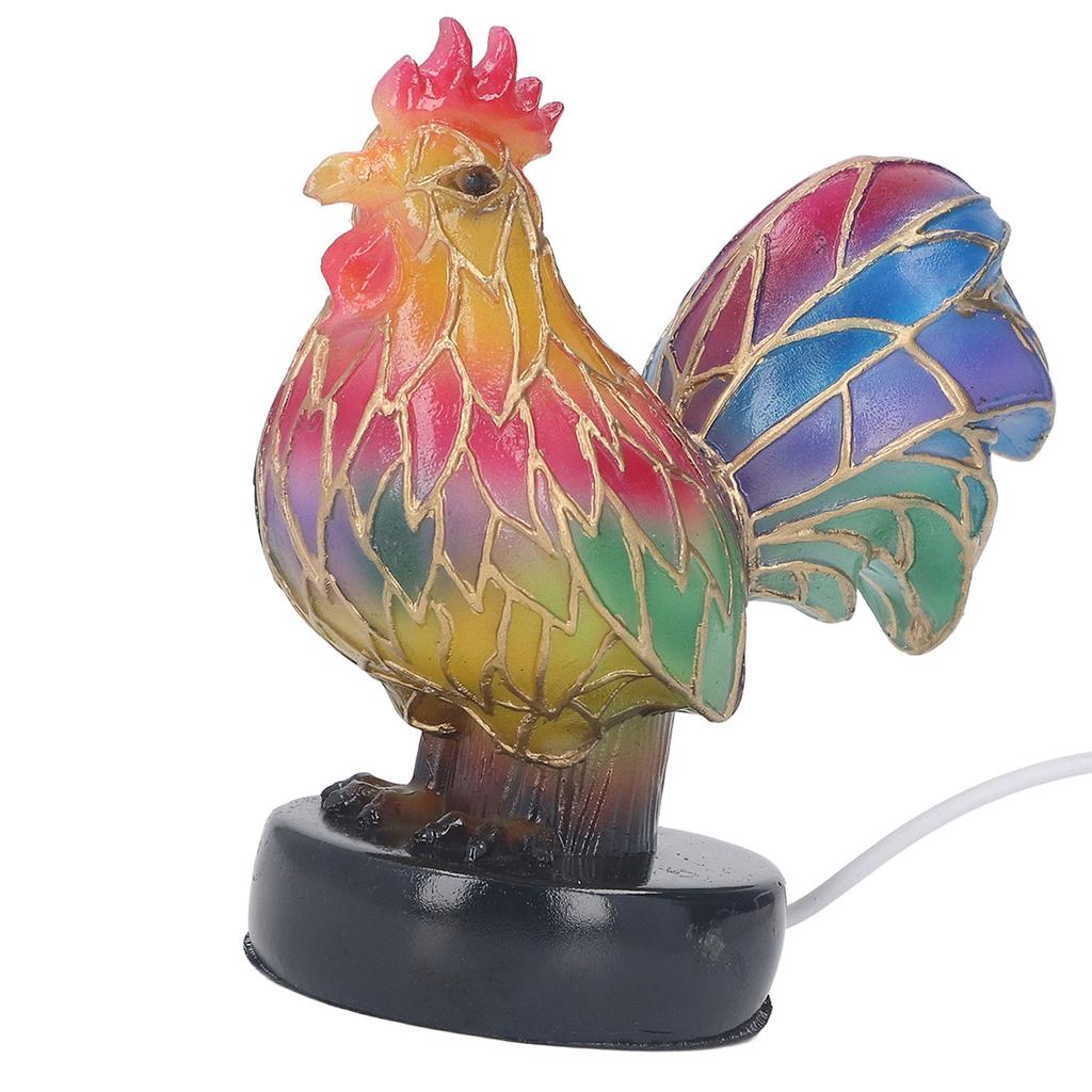 Stained Resin Rooster Table Lamp Night Light LED Animal Night Light for Home Decoration Bedside