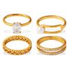 Luxuriöser goldener Hohlring mit Diamant-Inlay: Exquisites stapelbares doppelstöckiges Design