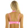 Dámské sexy podprsenky Spodní prádlo Mokrý vzhled Lakovaná kůže Spodní prádlo Bralette Halter Neck Polička Podprsenka Top