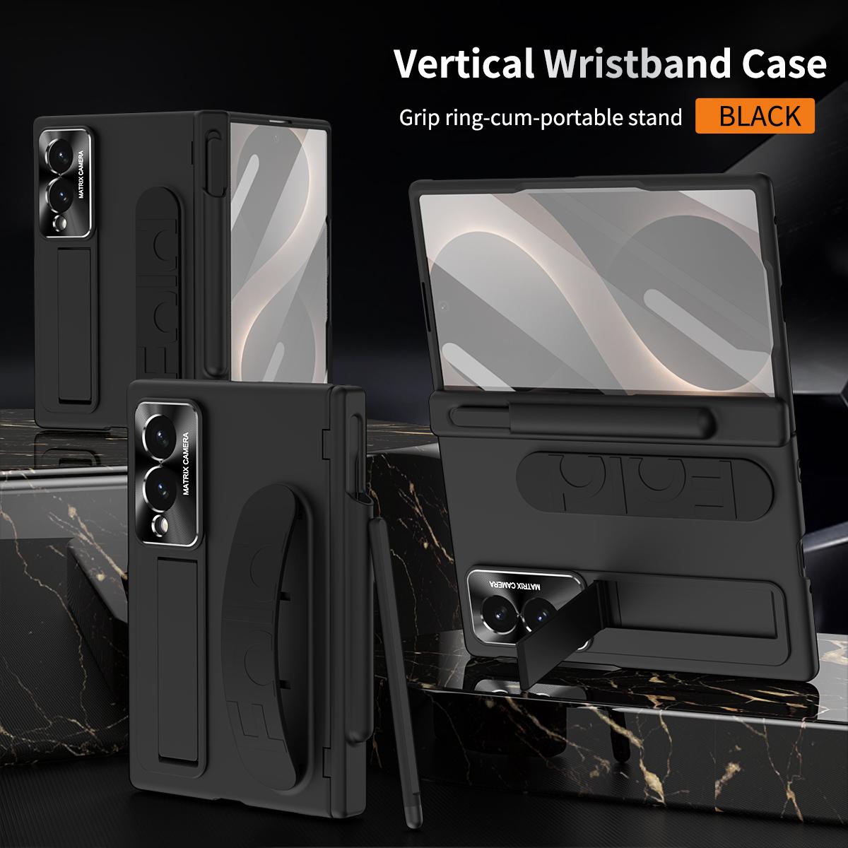 For Samsung Galaxy Z Fold 8 Wide Case Hard With Wrist strap Stand Film Protective Back Cover Case For Samsung Z Fold 8 Shell Galaxy Z Fold 8 Wide чёрный