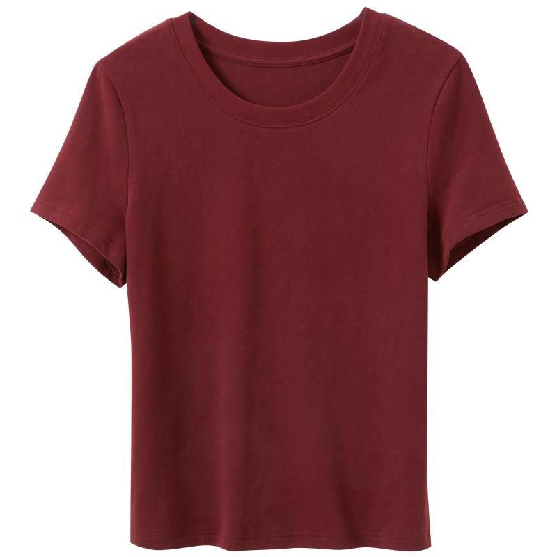 Sancai Women's Solid Round Neck Short Sleeve T-Shirt