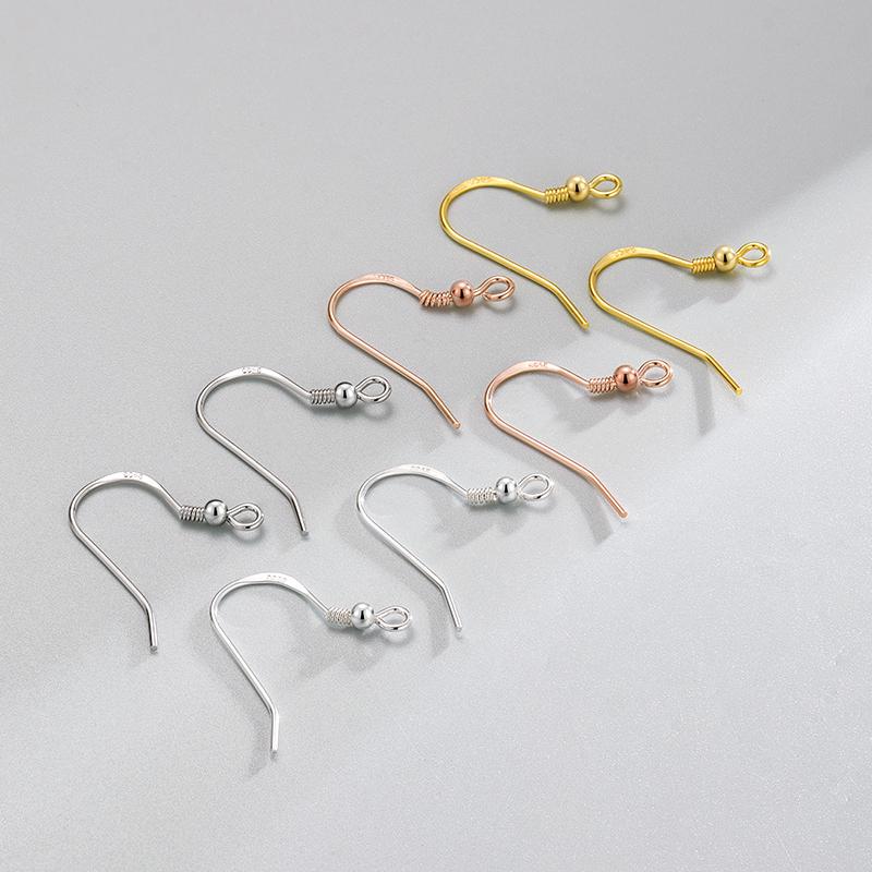 DIY 925 Sterling Silver Accessories Ear Fish Hooks Dangle Pendant Earrings Wire for Fine Jewelry Making Handmade