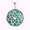 Natural Malachite Round Pendant Necklace 925 Sterling Silver Gold Plated Handmade Fine Jewelry Gift for Her