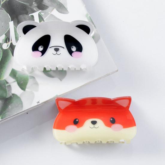 Hair Claw Cartoon Panda Fox Design Back Head Hair Clip Anti-slip Teeth Strong Grip Shark Hair Clip Lightweight Hair Accessory