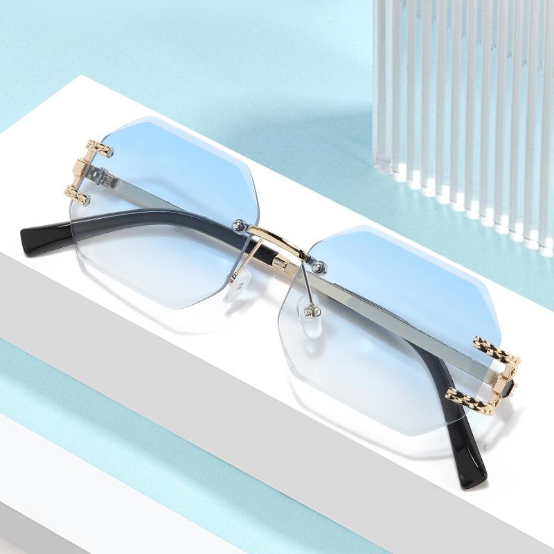 Neue Vintage Quadratische Sonnenbrille Damen Herren Rahmenlos Rechteckige Sonnenbrille Damenbrille Oculos De Sol für Männer Frauen Brille