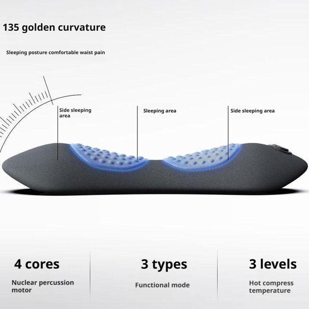 1PCS Massage Lumbar Pillow Electric Heating For Back Pain Relief Sleeping Support Ergonomic Kneading Heat Compress Pillow