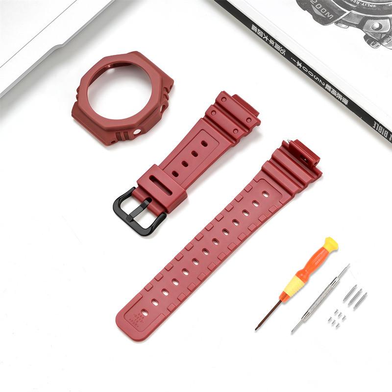 

Для Casio G-SHOCK Octagon Farm Oak GA-2100 TPU Refit прозрачный ремешок для часов корпус силиконовый ремешок для часов ga2100 мужской браслет