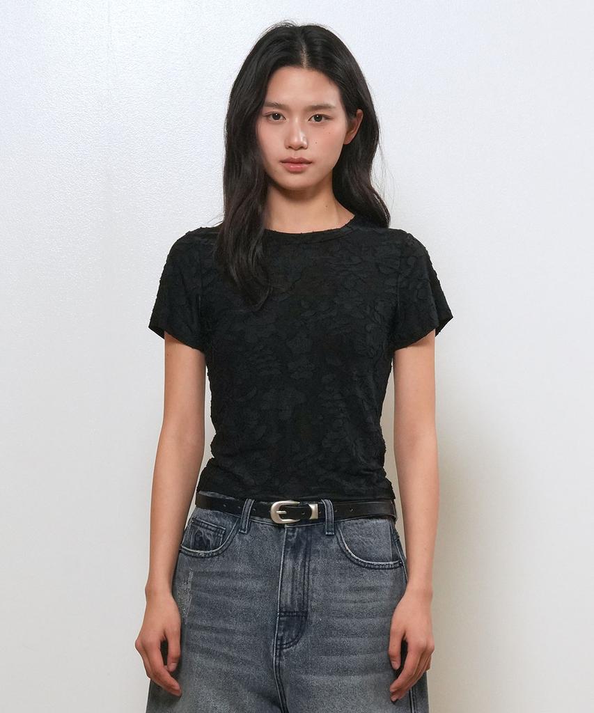 GENERALIDEA Floral Sheer Short Sleeve T-Shirt [Black] / Gf2Lts508