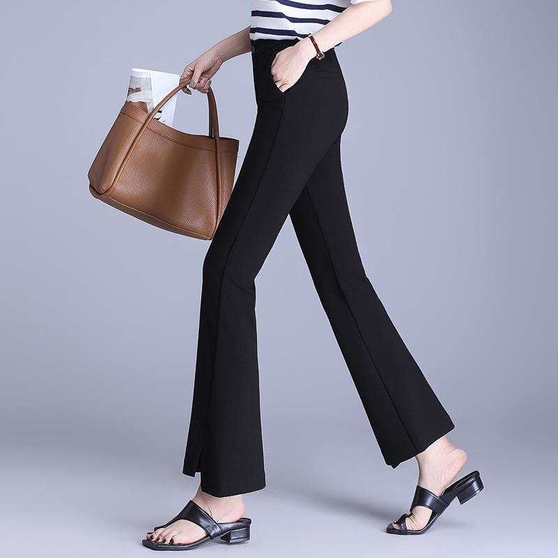 Damen High-Waist Fishtail Schlaghose mit unregelmäßigem Saum - Bügelfrei, lässiger Sommerstil für Petite-Figuren