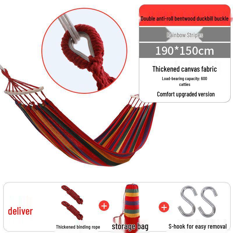 Rainbow Striped Portable Outdoor Hammock Chair for College Students