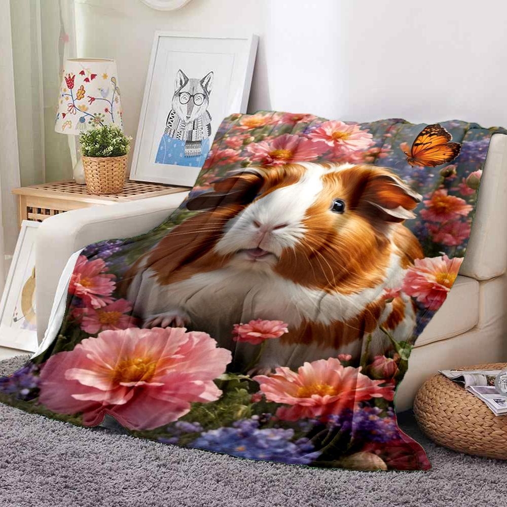 Guinea Pig Garden Flannel Blanket Throw Blanket Soft Warm Sofa Bed Camping home Decor Unique Christmas Gift C9261506