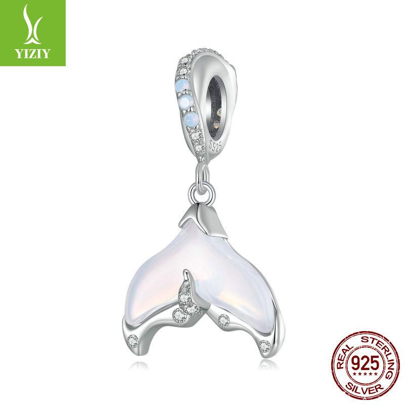 Ocean Series Man Fishtail Diy Pendant Accessories, Dream Jellyfish Seahorse S925 Sterling Silver Beads