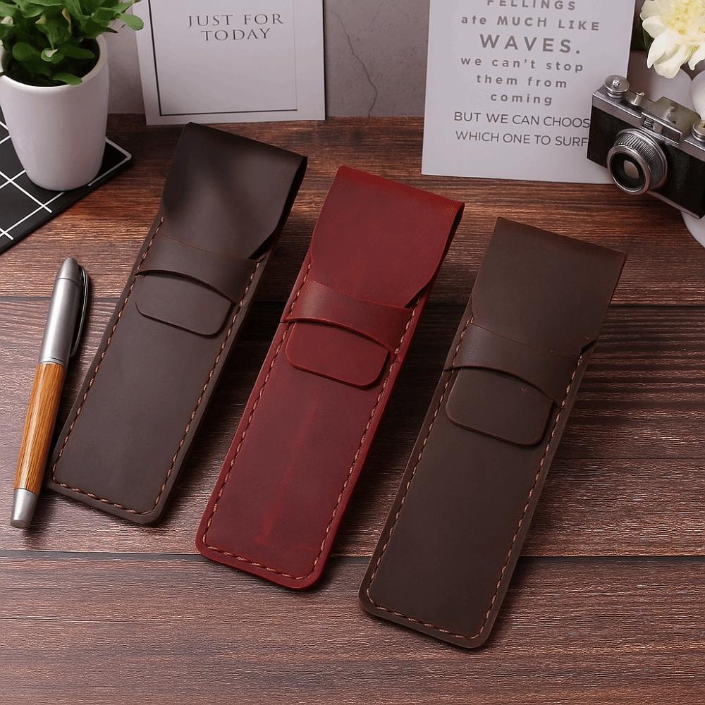 Holder Pen Protective Bag PU Leather Pen Storage Pouch Leather Pen Bag  Desk Accessory