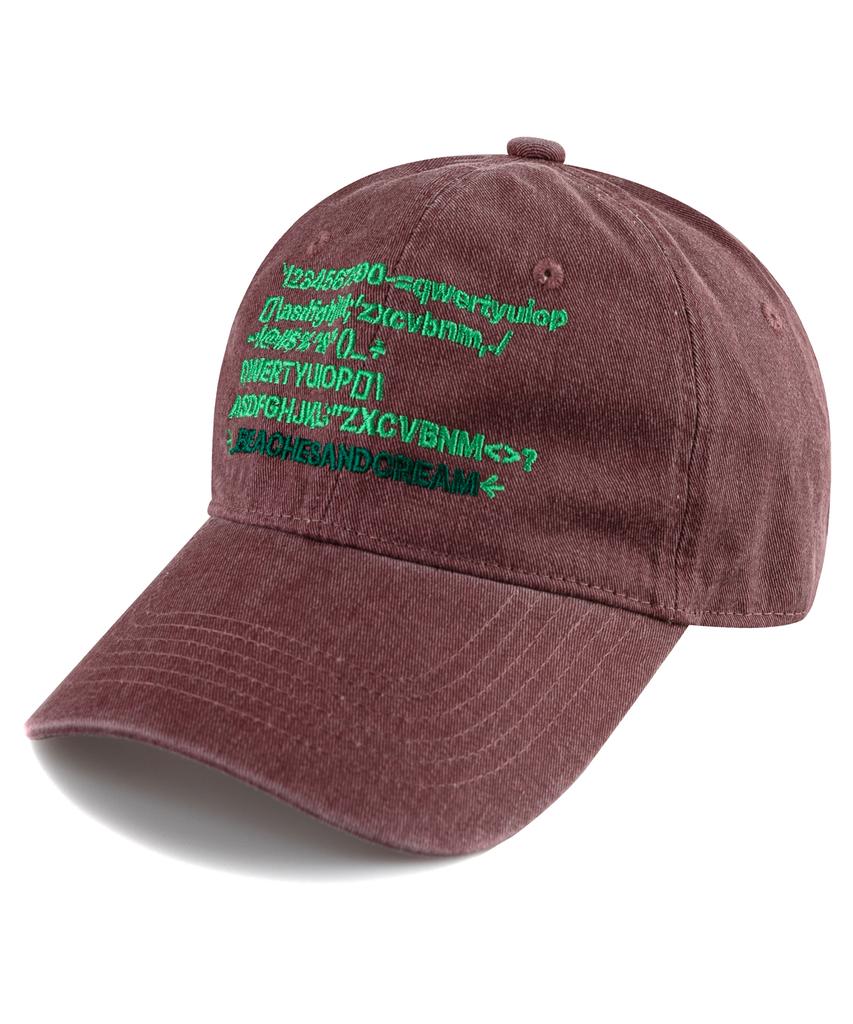 Bichiseuaenkeulim Text Pigment Ball Cap-Burgundy