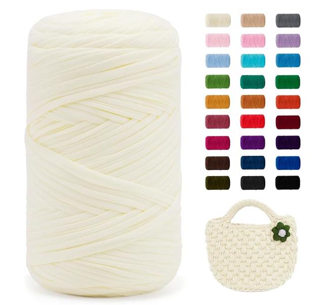 Chunky Large Roll 400g T-shirt Yarn for DIY Knitting, Crochet, Bags & Floor Mats