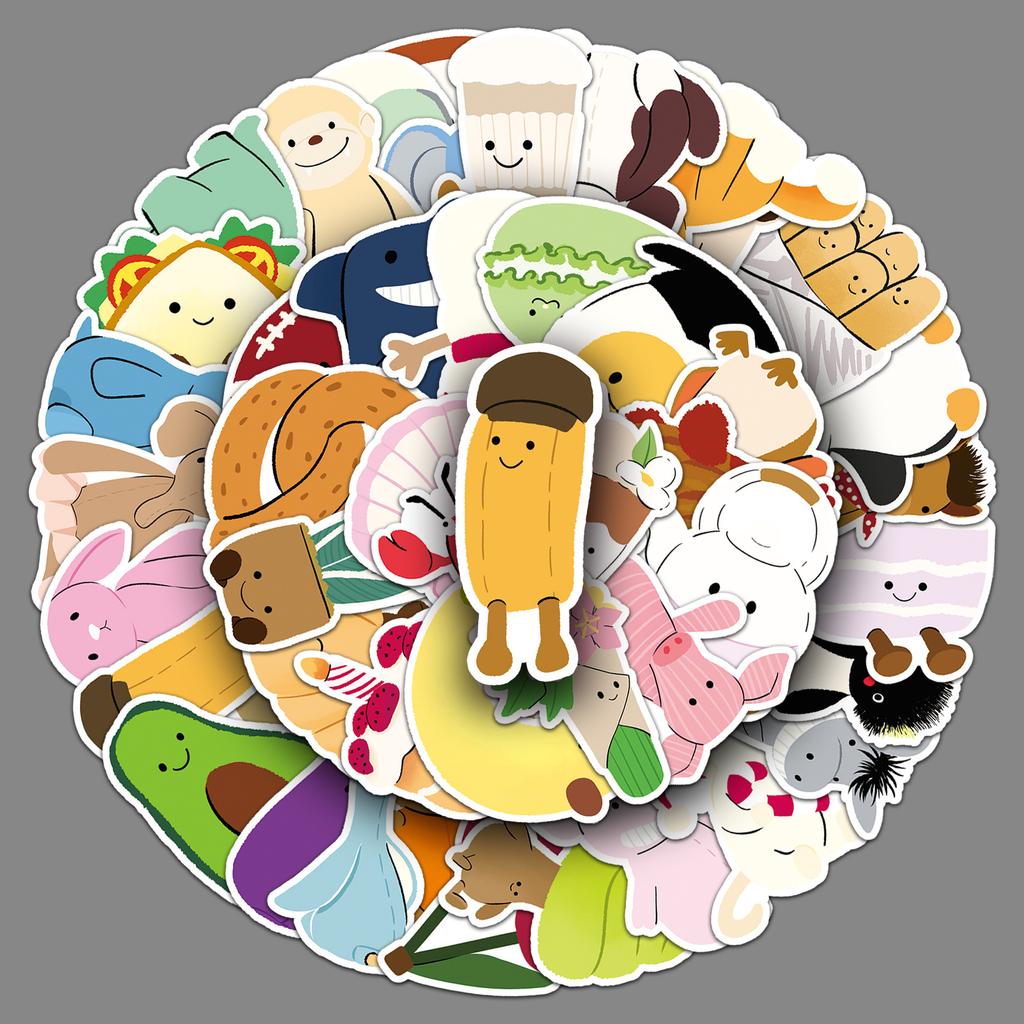50 Hand-painted Graffiti Stickers Cartoon Cute Children's Gourmet Card Decorative Suitcase Stationery Stickers