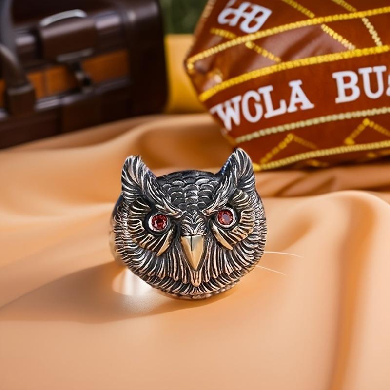 Nationale Trendy Ring Mannen Retro Uil Ring Dominerende Mannen Wijsvinger Ring Licht Luxe