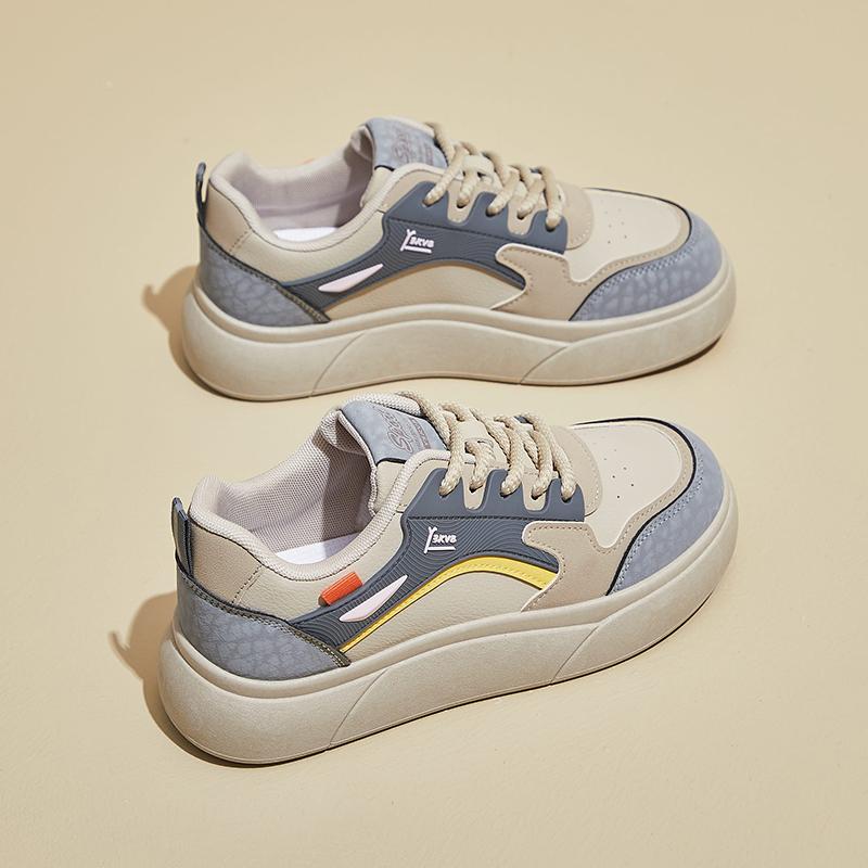 

Модные весенние популярные белые туфли женские 2024 новые модные студенческие нескользящие спортивные туфли на толстой подошве 38 серый