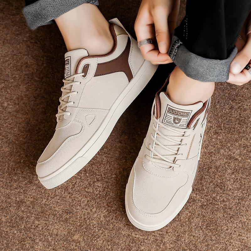 Men’s Sports Shoes Casual Skateboard Shoes Printed Student Black Running Sneakers Plus Size