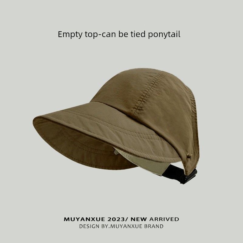 

Шляпа женская 2025 Новое поступление Весна и Лето Шапка-ведро в том же стиле, как у Чжао Лусы Быстросохнущий козырек Кепка с козырьком Защита от солнца Солнцезащитная шляпа Khaki-empty top can be tied ponytail All yards